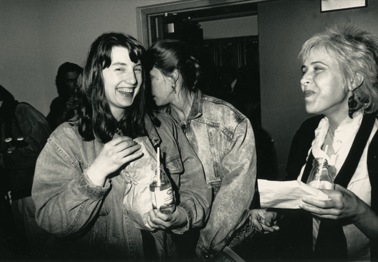 Laughs at an Images party in 1990.