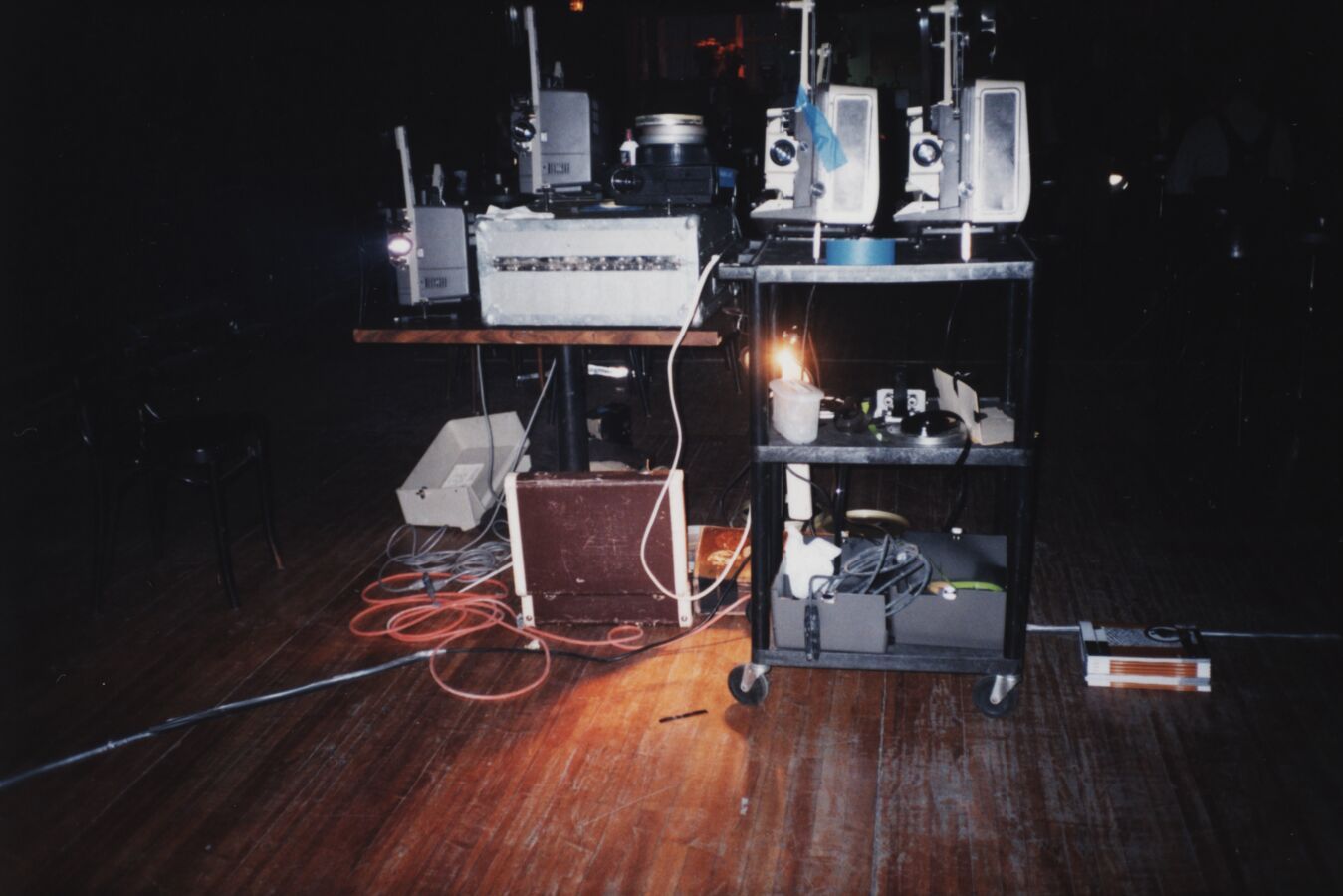 A snapshot of the presentation equipment on opening night of Images, 1999.